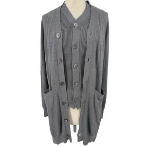 NWT Current Air Women's Knit Cardigan Vest Combo Gray Size Small Preppy Academia